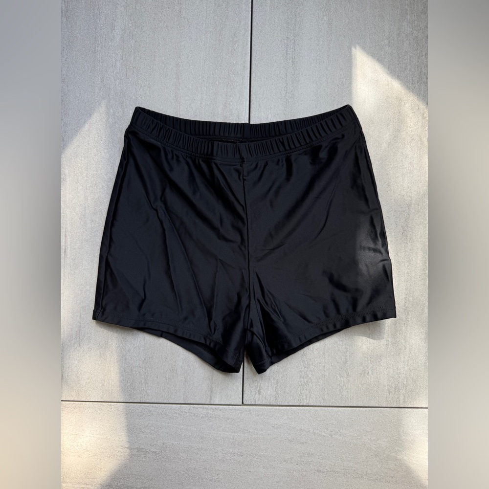 Black High waisted swim shorts for women